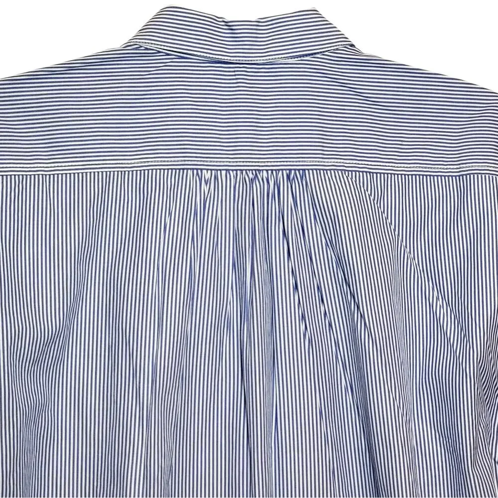 Travota Marianne NWT Birds of Paradise Button Ruffle Shirt Blue White Cotton XS - Picture 9 of 14